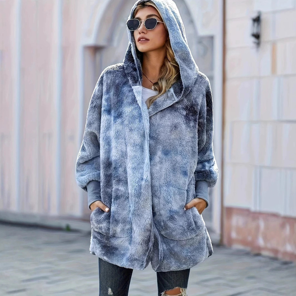 Forever 21 Winter Warm Hooded Fluffy Long-Sleeve Coat